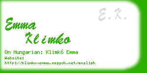 emma klimko business card